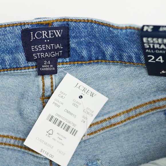 New JCREW Size 24 Essential Straight jean All-Day Stretch Palm Blue $128 CD679 - Picture 4 of 7